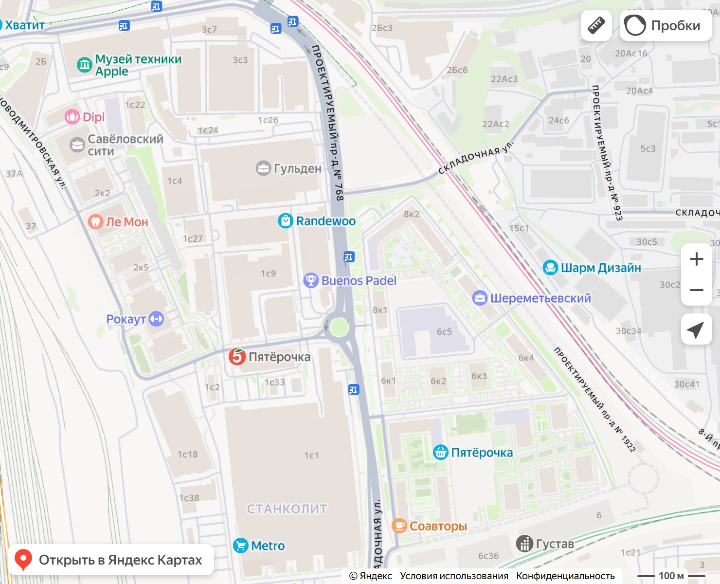 Карта района вокруг филиала на Дмитровской